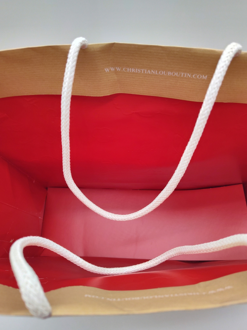 CHRISTIAN LOUBOUTIN Super Loubi Family Shopping Gift Bag Large Kraft Red EUC - Picture 2 of 6